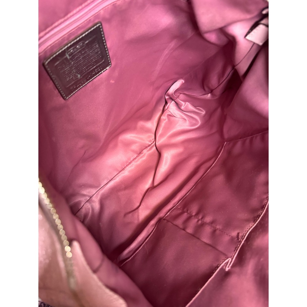 Coach Poppy Pink Leather Tote Bag Metallic Trim Ring Pulls 14531 - Picture 5 of 11
